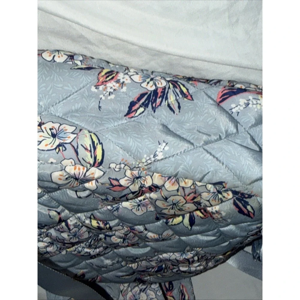 Vera Bradley Quilted Floral Backpack Gray Botanical Print Cherry Blossom